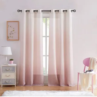 Central Park Ombre Viskose-Mischgewebe, schwere Leinenstruktur, Fenstervorhang, 6 Ösen Oben, Farbverlauf, Cremeweiß zu Rosa, Staubrosen, 2 Stück, je 101.6x241.3 cm