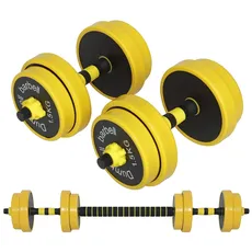 BAKAJI Set 2 in 1 verstellbare Lenker mit Langhantelstange Gewicht 15 kg (4 x 2 kg + 4 x 1,5 kg), Beschichtung aus Gummi, rostfrei, rutschfest, Fitnessstudio, Rehabilitation, körperliche Übung