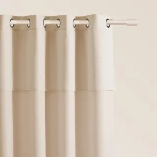 room99 Vorhang mit Silberen Ösen Mia 140 x 260 cm Breite x Höhe Schiebegardinen Modern Curtain Wohnzimmer Schlafzimmer Creme, 1 Stück