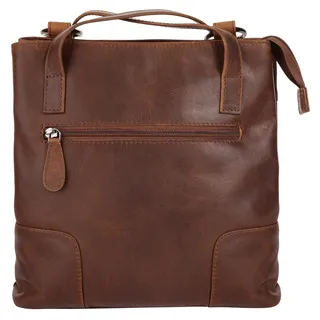 Cityrucksack CLUTY, Damen, Gr. B/H/T: 25cm x 25cm x 7cm, onesize, braun (cognac), Leder, Rindsleder, Retro, Rucksäcke Cityrucksack, echt Leder