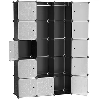 SONGMICS Kleiderschrank Garderobenschrank Steckregalsystem Mit 2 Kleiderstange 178 x 143 x 36 cm, schwarz, LPC30H