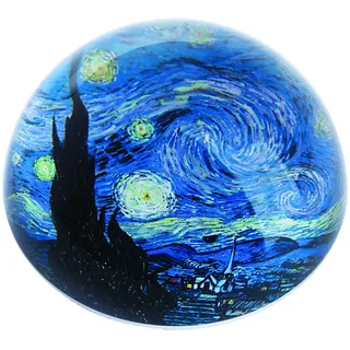 Briefbeschwerer mit Van Gogh-Motiv „Sternennacht“ aus gewölbtem Glas