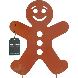 KOTARBAU® Gartendekoration Rostfiguren 55cm Lebkuchenmann Weihnachtsdeko Garten Ecorost Gartenstecker Weihnachten Gartenfiguren & Gartenstatuen Roststecker Gartendeko für Draußen Edelrost