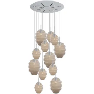 s.luce Galerieleuchte Echos 12-flammig Klar Ø 18/25cm , Klar, Weiß , Glas , Oval , E27 , 18x20x18 cm , Lampen & Leuchten, Innenbeleuchtung, Hängeleuchten, Pendelleuchten