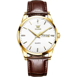 Herren, Edelstahl Analoger Quarz Uhren Herren, Klassisches Geschäft Herren Kleid Uhr, Wasserdicht Leuchtend Tag Datum Armbanduhr