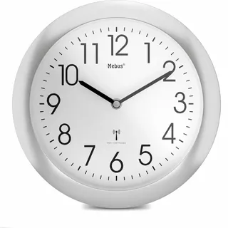 MEBUS Analoge Funk-Wanduhr 25,0 cm groß weiß