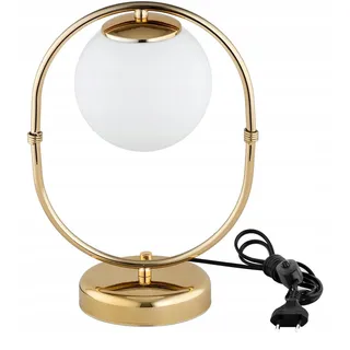 Tischlampe Wohnzimmer Glas Gold Weiß Kugel E27 h:26 cm Tischleuchte Schlafzimmer