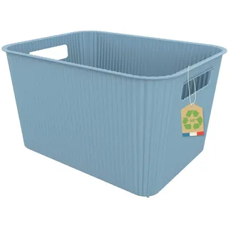 SUNDIS Vibes, Aufbewahrungskorb aus Kunststoff mit Griffen, 14L, Arktisches Blau, stapelbar, ideal für kleine Gegenstände und Accessoires im Bad, Schlafzimmer, in der Küche oder im Büro