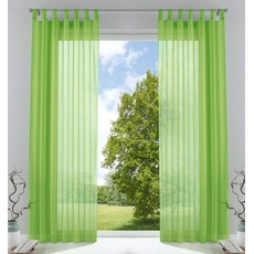 Bild von 2er-Pack Gardinen Transparent Vorhang Set Wohnzimmer Voile Schlaufenschal mit Bleibandabschluß HxB 245x140 cm Apfelgrün, 61000CN