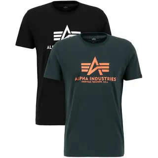 Alpha Industries Basic T 2 Pack T-Shirt für Herren Black/Dark Petrol