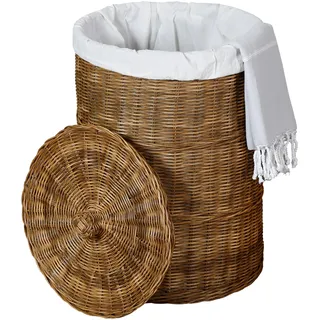 Aufbewahrungsbox mit Deckel – Wäschekorb Geflochten, Flechtkorb aus Rattan 50l | Aufbewahrung & Aufbewahrungskorb