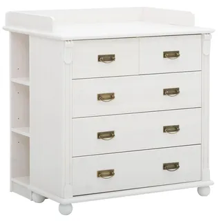 OTTO home "Aimo", Kommode, Landhausstil, mit edlen Messinggriffen und Details", bis 15 kg aus Massivholz, (Kiefer); FSC-Holz 92 cm, weiß, weiß