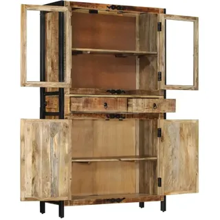 vidaXL Highboard 100x40x175 cm Massives Raues Mangoholz - Braun