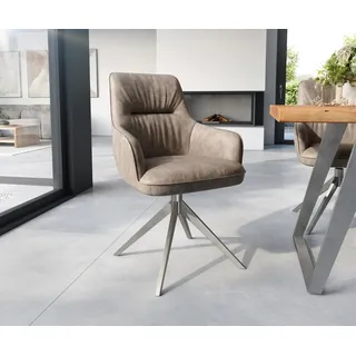 DeLife Esszimmerstuhl Zelia-Flex Mikrofaser Taupe Vintage