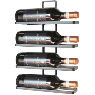 DanDiBo Weinregal für die Wand Wand aus Metall Schwarz 4-Wine , 28.5x41x8 cm , Weinregale