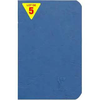 Clairefontaine 734164Cpack - Packung 5 Heft - Notizbuch geheftet, Age Bag, 9x14 cm, 48 Blatt, liniert, 90g, Blau, 1 Pack