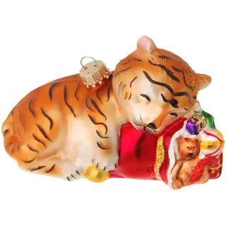 Krebs Glas Lauscha - Christbaumschmuck/Weihnachtsbaumanhänger aus Glas, - Motiv: Babytiger- Farbe: Multicolor - Größe: 11 cm