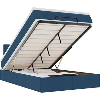 vidaXL Ottomane Bett mit Matratze & LEDs Blau 120x190 cm Stoff - Blau