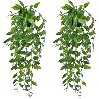HanYun 2pcs Künstliche Hängepflanze,Kleine Eukalyptus Künstliche Grünpflanze für Weinpflanze im Topf für Zuhause, Innen und Außenbereich, Büro, Hochzeit, Wanddekoration......