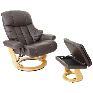 Robas Lund MCA Calgary XXL TV-Sessel Hocker, Echtleder 180kg belastbar ~ braun, naturbraun