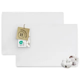 ZOLLNER 2er Set Badematten in 50x70 cm - Baumwolle - hochwertiges Zwirnfrottier- in weiß - Hotelqualität - Oeko Tex® Zertifiziert