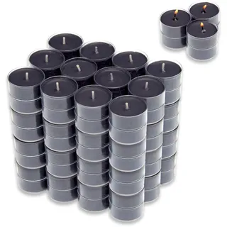 Candelo 96er Set Duft Kerzen Ambiente - Duftteelichter Black Rose - Teelicht in Kunststoff Hülle je 3,8x1,7cm - 4 Std Brenndauer - Teelichter Schwarz