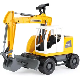 Lena Worxx Schaufelbagger Liebherr A918 Compact Litronic 48 cm, Bagger Spielzeug mit 360° drehbarem Arm, realisitisches Baustellen Spielfahrzeug mit Schiebeschild, für Kinder ab 3 Jahren