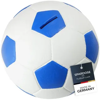 HMF 4790-05 Spardose Fußball Lederoptik 15 cm Durchmesser, Blau Weiß