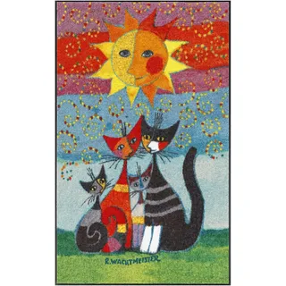 Salonloewe Rosina Wachtmeister Fußmatte Momenti 75x120 cm Katzen bunt Läufer Wohn-Teppich waschbar