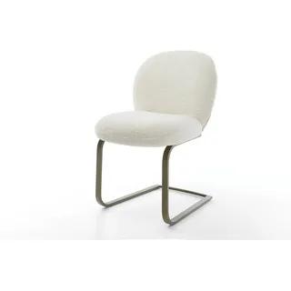 Freischwinger Nube-Flex Bouclé Weiß Freischwinger flach Effektfinish Titan Taschenfederkern