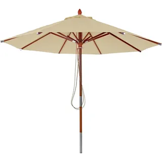 Mendler Gastronomie-Holzsonnenschirm MCW-C57 Ø 300 cm creme