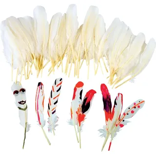 Colorations Bastelfedern weiß - 48 Stück kreative Gänsefedern - Weiß