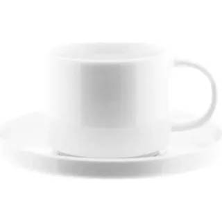 Mulex 12 Teilger Mokkatassen-Set mit Untertasse aus Porzellan Mokkaservice 100 ml Weiß - Weiß