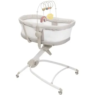 Chicco Baby Hug 4in1 Armonia, Wiege, Wippe, Hochstuhl und Tischstuhl 0-36 Monate, höhenverstellbar mit Pedal, Spielbügel und Netzstoff für Luftzirkulation, platzsparende Lösung