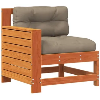 vidaXL Gartensofa mit Armlehne und Kissen Wachsbraun Massivholz Kiefer