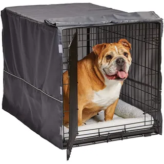 Hundebox-Abdeckung, 91 cm, Größe M, Hellgrau, Polyester-Sichtschutz für Hundeboxen, Passend für die meisten Standard-Boxen, maschinenwaschbar, hilft Bellen & Kauen zu reduzieren