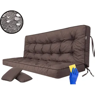 Hobbygarden Sitzkissen Bankkissen Bankauflage für Gartenbank Schaukelkissen Bodenkissen Kissen für Hollywoodschaukel Outdoor / Indoor - Pola - 180 cm - Braun - Braun