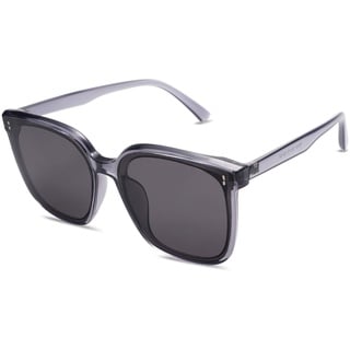 SOJOS Sonnenbrille Herren Damen Verspiegelt, Retro Vintage Groß Eckig Schwarz Coole Klassisch Rechteckig UV400 Schutz Unisex Brille SJ2157, Grau/Grau