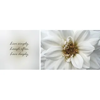 queence Leinwandbild »Live, Laugh & Love« Blumen   Blumenbilder   Kunst   Modern   Schriftzug   Schriftzüge   Spa   Spa Bilder   Sprüche   Sprüche & Texte Set, Premium-Leinwandstoff, Handarbeit aus Deutschland, Spruch, 2er Set, weiß