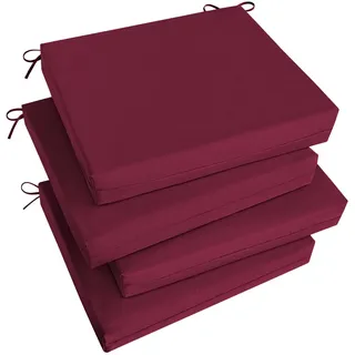 Basic Beyond 4er Set Stuhlkissen Indoor Outdoor Wasserdicht Eckkissen Quadratische Eckkissen für Patio Möbel mit Krawatten, 47,7 x 46,6 x 7,6 cm, Bordeaux