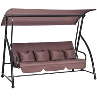 Outsunny Hollywoodschaukel Braun 3-Sitzer
