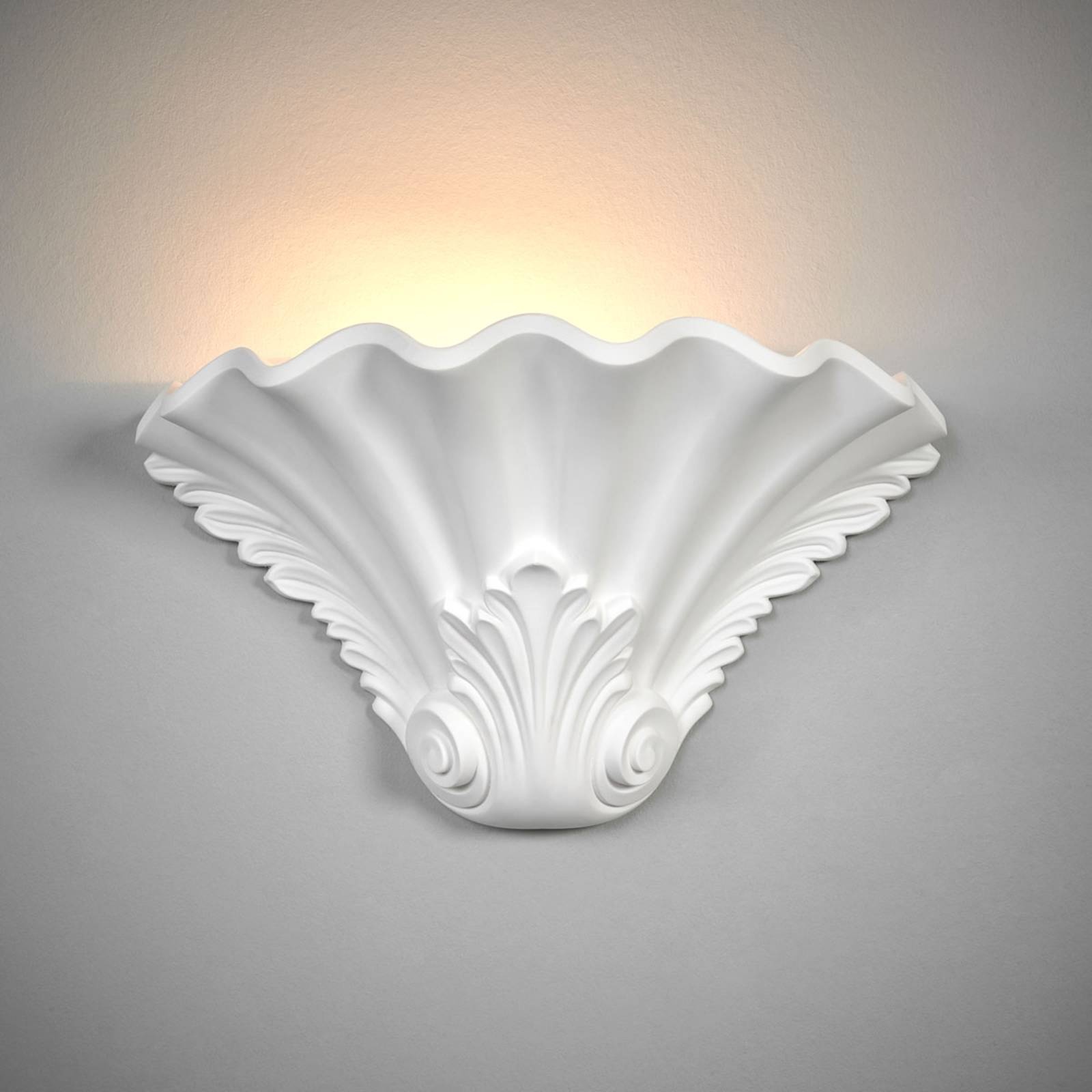 Bild von Reliefartige Gipswandlampe Lennet in Weiß