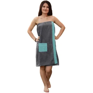 JEMIDI Sauna Frottee Kilt Sarong M-XXL Damen von JEMIDI 100% Baumwolle Saunakilt Saunasarong Saunatuch (Damen Grau/Mint)