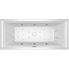 RIHO Still Square Rechteck-Badewanne, Version links, mit Joy-System, Einbau, mit Ab-/Überlaufgarnitur, 2-Sitzer, weiß, B, Ausführung: 180x80x50cm, ohne Kopfkissen/Licht