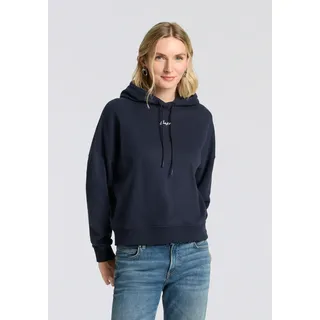 Hoodie BOSS ORANGE "Ehoody Premium Damenmode", Damen, Gr. L (40), blau (dunkelblau 408), Sweatware, Obermaterial: 100% Baumwolle, unifarben, normal, angesetztes Bündchen, Sweatshirts Hoodie, mit gesticktem Logo