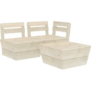 vidaXL 3-tlg. Garten-Paletten-Lounge-Set Imprägniertes Fichtenholz - Beige