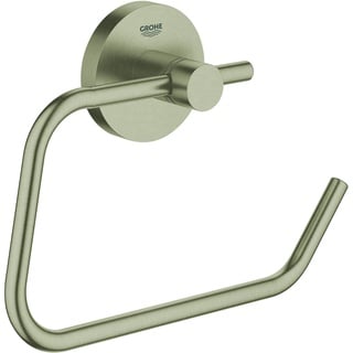 Grohe Essentials WC-Papierhalter (geeignet zum Bohren oder Kleben, langlebig), nickelgebürstet, 40689EN1