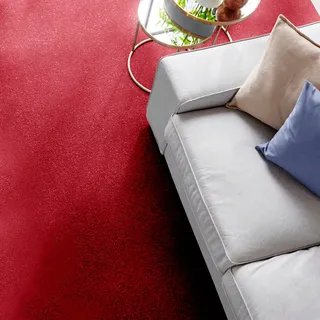 Andiamo Teppichboden »Kira, Velours, Made in Belgium« rechteckig 8 mm Höhe Uni Farben, Breite 400 cm, strapazierfähig, pflegeleicht, Wohnzimmer, rot