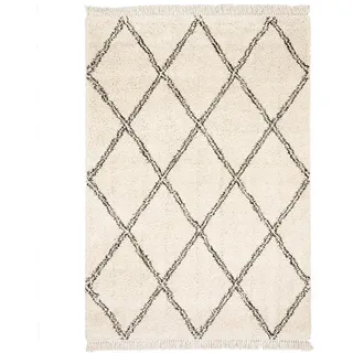 Pergamon Hochflor Langflor Shaggy Teppich Boho Rauten , Creme , Textil , 135x190 cm , Teppiche und Böden, Teppiche, Hochflorteppiche & Shaggys
