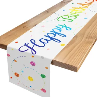 Tischläufer Geburtstag Gradient, Tischdecke Geburtstag mit Bunte Konfetti, Happy Birthday Tischläufer zum Geburtstag, Tischdeko Geburtstag für Junge Mädchen Party Geburtstagsdeko, 180 x 35 cm